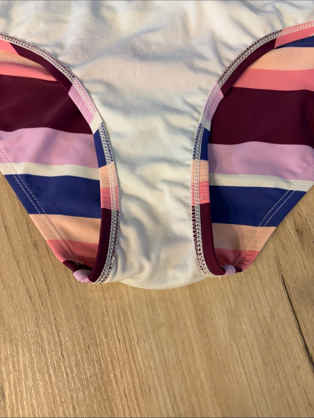 Kona Sol Stripe Bandeau Bikini Set Pink Purple Medium - Picture 6 of 6
